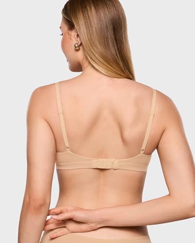 Image of INLYRIC Women's Inbarely Triangle Bralette Comfortable Unlined V Neck Wireless Smoothing Bra Top Stretch