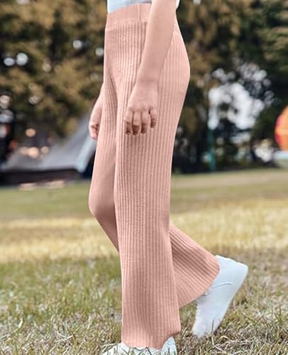 Girls Flare Ribbed Leggings Flared High Waisted Pants Kids Elastic Waist Bell Bottom Cotton Elastic Waist Yoga Pants3
