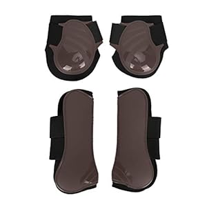 Paard Beenbeschermer PU Paard Voor Achterbeen Laarzen Paardrijlaarzen Pony Schokabsorberende Show Competitie Beenbescherming (bruin XL)