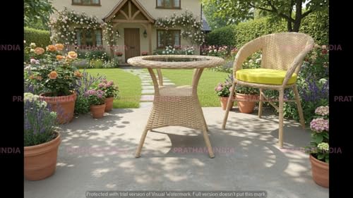 Image of India Outdoor Indoor Patio Furniture Sets Rattan Chair Patio Set Conversation Set Poolside Lawn Chairs Swingarea Balcony Outdoor Garden Furniture Chair (Honey with Yellow Cushion 2+1)