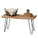 Alaterre Live Edge Solid Wood Entryway Bench with Hairpin Metal Legs, 36&rdquo;
