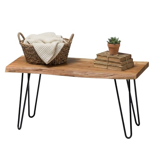 Alaterre Live Edge Solid Wood Entryway Bench with Hairpin Metal Legs, 36” by Alaterre Furniture - Used condition - US$113.55