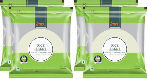 Image of Jvapa Rice Paper Sheet - 400Gms (Gỏi cuốn) | Round | 22 cm | Gluten-Free | Perfect for Salad roll, Summer roll, Fresh spring roll (Pack of 4)