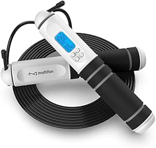 Skipping Rope, multifun Speed Skipping Rope with Calorie Counter, Adjustable Digital Counting Jump Rope with Ball Bearings and Alarm Reminder for Fitness, Crossfit, Exercise, Workout, Boxing, MMA, Gym