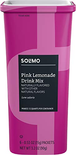 Amazon Brand - Solimo Pink Lemonade Drink Mix, 0.53 ounce (Pack of 6)
