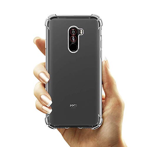 Image of FITSMART Silicone Ultra Clear Slim Shockproof Anti-Slip Grip Soft Back Cover Case with Camera Protection For Xiaomi Poco F1 (Bumper Transparent)