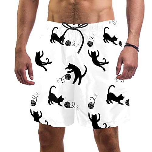 Maillots de bain pour hommes HadHfun short de plage léger motif chat