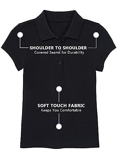 Galaxy by Harvic 5-Pack Girl's Short Sleeve Stretch Pique Polo Shirt (Sizes, S-2XL)2