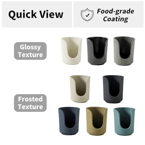 Ceramic Bathroom Cup Dispenser with Stylish Vertical Stripes - Disposable Mouthwash Cup Holder Holds 3-4oz Paper Cups for Rinsing Cups on Bathroom Vanity Countertops (Matte Beige)