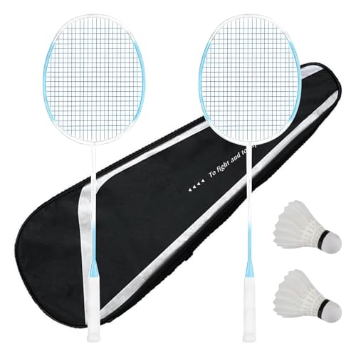 バドミントンラケット カーボンファイバー製 黒と青 楽天市場】Senston 2本組みバドミントンラケットセットカーボン