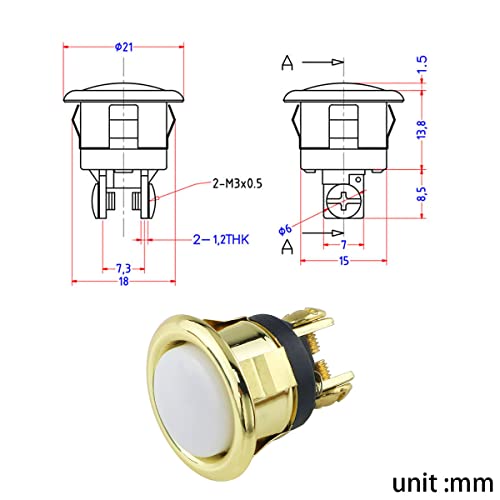 Dghaop 16Mm Metal Lighted Doorbell Button Replacement Gold Doorbell Button Push Door Bell Ringer Round Rim With Lighted Center Waterproof Door Bell Doorbell Switch #TOP1