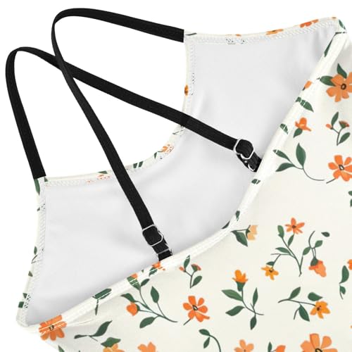 Orange Floral Girls One Piece Swimsuit Beach Swimwear 208582584