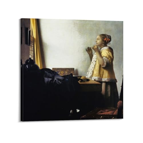 Impression sur toile Johannes Vermeer Cadeau idéal de décoration d'intérieur 30x30cm