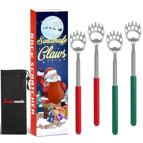Product Image of the SANTAMADE Bear Claw Back Scratcher 4 Pack, Telescopic Expendable Cool Gifts for Men, Women, Grandma, Grandpa - Funny White Elephant Gifts for Adults Useful Stocking Stuffers for Adults