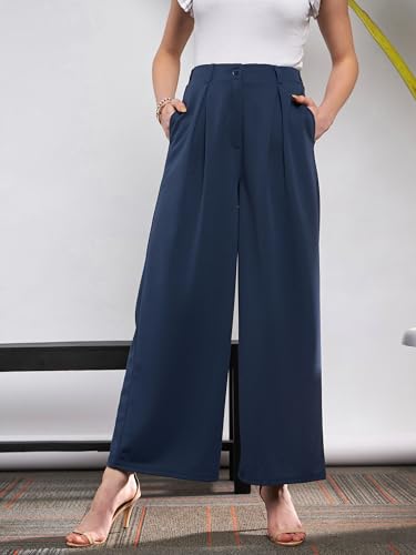 Image of SASSAFRAS Women's Relaxed Wide-Leg Pants - Modern Chic, Comfortable Everyday Outfit for Women