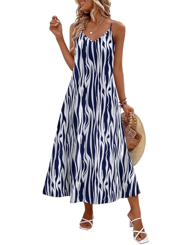 Zeagoo Womens Summer Maxi Dress Spaghetti Strap Casual Printed Dr...