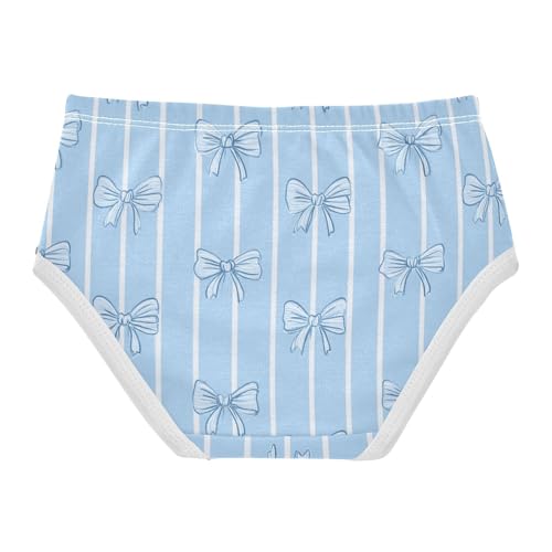 Wusikd Blue Bows Stripes Girls' Underwear Cotton Girls Briefs Soft Toddler Underwear 2T2