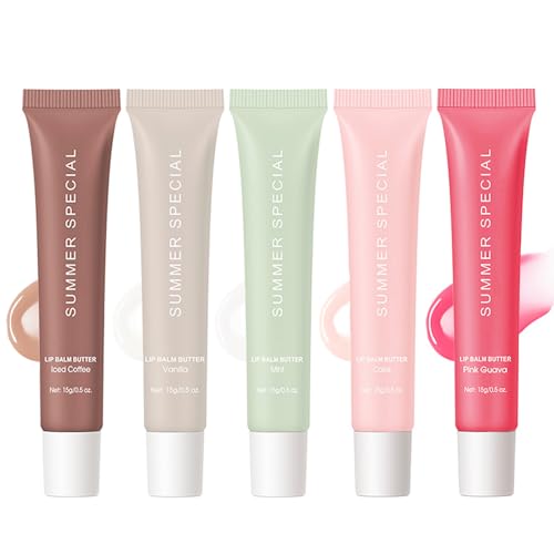 5PCS Summer Special Lip Balm Butter Set - Natural Shea Butter & Avocado Oil, Hydrating...