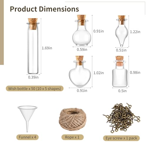 Mini botellas de deseos con accesorios completos y embudos para proyectos creativos 5