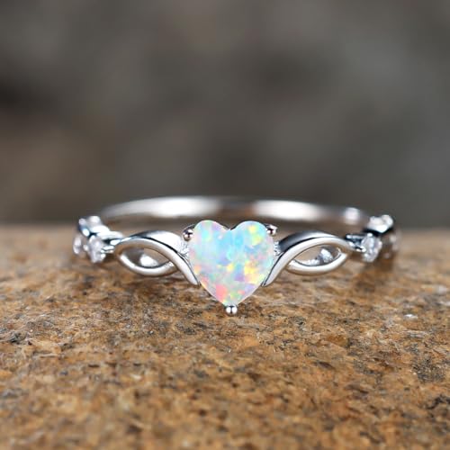 925 Sterling Silver Heart Opal Ring Engagement Promise Ring for Women Jewelry Gift2