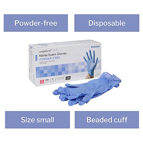 Mckesson Confiderm 3.5C Nitrile Latex-Free Sm Exam Gloves, Small, Chemo Tested, Powder-Free, 200/Bx #TOP3