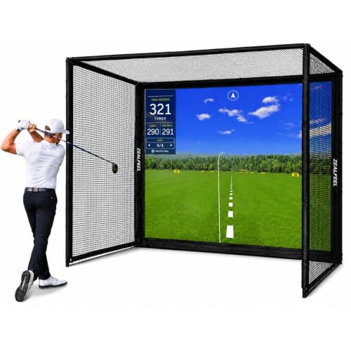 ZEALFEEL Golf Simulator Enclosure, 10x8FT Cage with Target Cloth