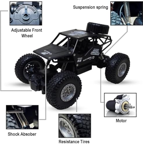 Image of Royals hub Remote Control Rock Crawler 5 Function High Speed 1:18 Rc Car Toys for Boys 2Wd Off Road Vehicle Toy Cars for Kids Monster Truck Rock Climbing Car Toy for Kids【Black】