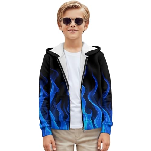 3D Art Pattern Boys Girls Zip Up Hoodie Comfy Long Sleeve with Pockets Casual Kid Hooded Sweatshirts 8-16 Years4