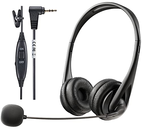 Voistek 2.5Mm Phone Headset With Noise Canceling Mic & Mute Switch & Volume Controls, Telephone Headset For Panasonic At&T Vtech Uniden Cisco Grandstream Polycom Cordless Phones-Binaural #TOP13