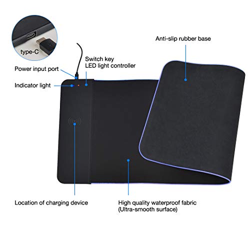 Rgb Gaming Wireless Charging Black Mouse Pad,31.5X12 Inch Large And Long 10W Fast Wireless Charger Extended Mousepad Xl Led Mouse Pad For Pc/Computer/Laptop #TOP3