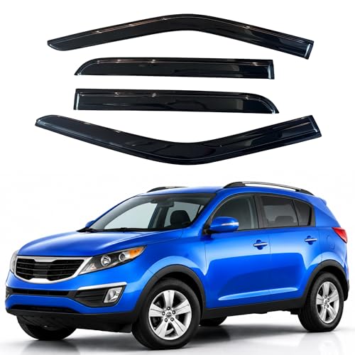 Image of IG Window Visors Fit for 2011-2016 Kia Sportage, Out-Channel Rain Guards Vent Wind Deflectors 4PC, Car Accessories for 11-16 Sportage