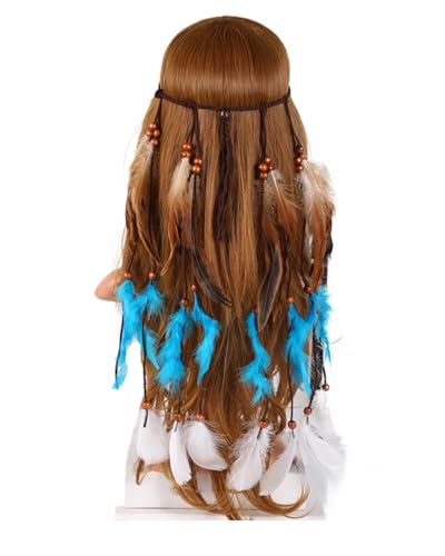 KGDUYC Diadema de Plumas - 1 pcs Headpiece Plumas India,Accesorios Disfraz,Indio Plumas Diadema Hippie Tocados Diadema Pluma Pavo Tocado de Indio Pelo Hippie Bohemia Banda para Mujer