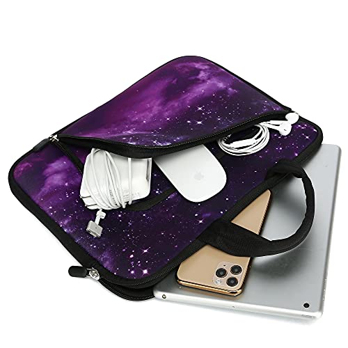 14 15 15.4 15.6 Inch Laptop Handle Bag Computer Protect Case Holder Notebook Sleeve Neoprene Cover Soft Carrying Case With Extra Pockets For Dell Lenovo Toshiba Hp Chromebook Asus Acer(Purple Galaxy) #TOP2