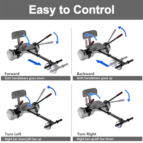 Hoverboard mit Sitzbefestigung Combo, 6,5 „Selbst Balancing Hover Board mit Bluetooth-Lautsprecher und LED-Leuchten für Kinder Mädchen Jungen (einschließlich Go-Kart)