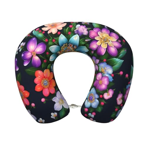 Almohada de viaje de poliéster negra cervical miniatura 1