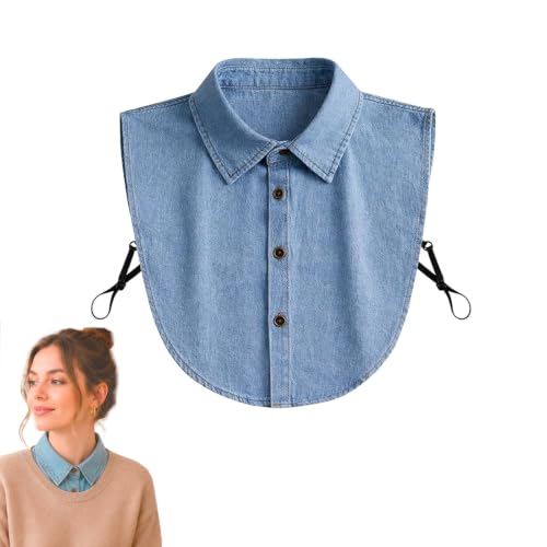 Cuello falso de denim desmontable inserto vaquero para moda en capas