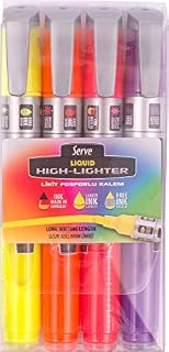 SERVE Liquid Ink Highlighter, 4 PCS PET Pouch (Yellow, Orange, Pink, Purple)