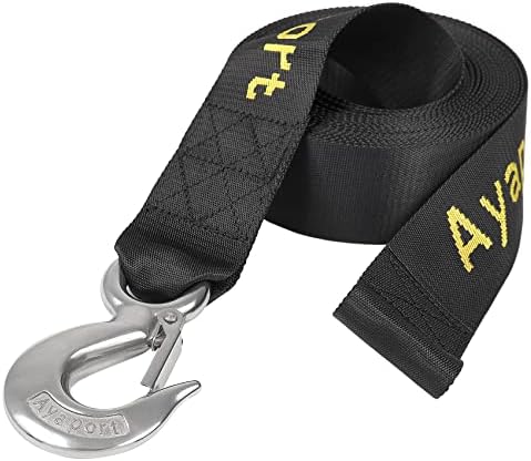 Ayaport Boat Winch Strap with Hook 2” x 20’ 6600lbs Breaking Strength Boat Trailer Strap Replacement for Marine Boat ATV Fishing Boat (Stainless-Steel Hook)