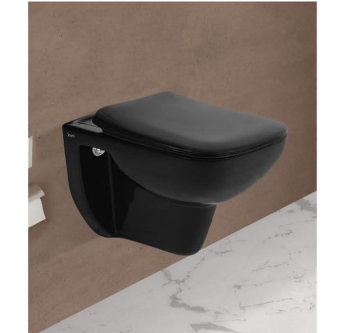 MiTiles Ceramic Wall Mounted Commode | Western Toilet | European Commode With Soft Close Seat Cover For Bathrooms | Wall Hung Commode