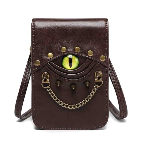 Women's Renaissance era willow nail eye wallet, steampunk bag, Gothic bag (brown,One size)