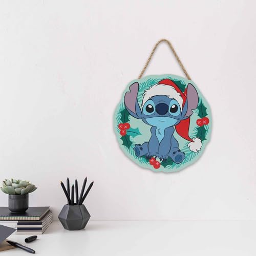 Couronne de Noël mignonne en bois Stitch le cadeau idéal pour décorer les fêtes - 6