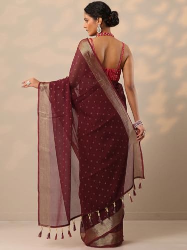 Image of Libas Printed Chiffon Saree for Women With Unstitched Blouse Piece | Traditional Saree for Festive & Wedding