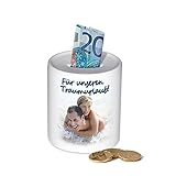 fotogeschenke sparschwein ✅ Maße: Höhe 95mm - Ø 80mm - Gwicht 230g - Farbe weiß - Gummiverschluß an der Unterseite