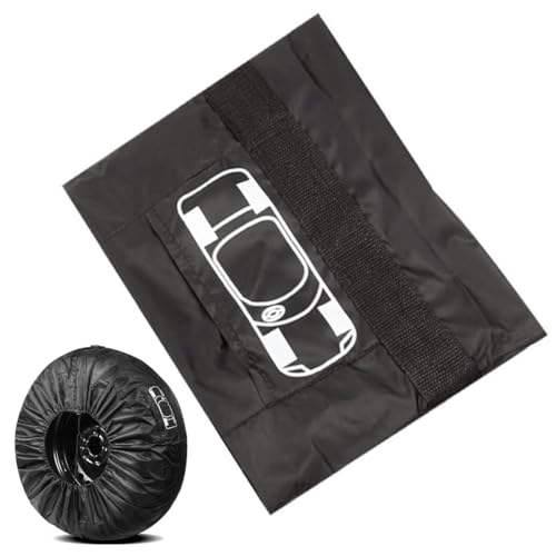 EIH1 Funda para Neumáticos de Coche y Rueda de Repuesto - Compatible con Remolque, Camper, Camión, SUV - 80 cm de Diámetro Negro con Asa