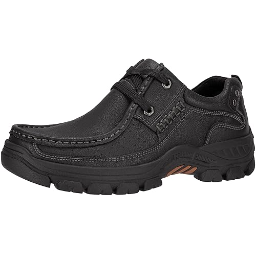 CAMEL CROWN Mens Walking Shoes Leather Lace up Loafer Relaxed-Fit Comfortable Casual Shoes