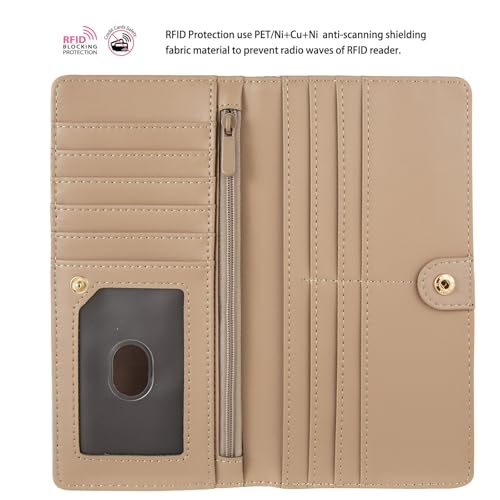 Wallets for Women RFID Wallet Cute Girls Ultra Slim Compact Clutch Long Credit Card Holder Floral Travel Wallet personalized Coin Pocket (Rose Skull)3