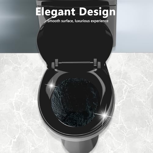 Image of Black Toilet Seat Round, Soft Close, Bottom Fixing, PP Material, Safe and Easy Clean, 16.5 Inch