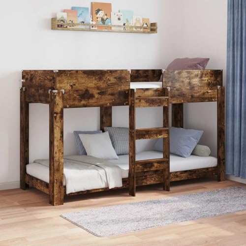 Lit Superposé Enfants Chêne Fumé 75x190 cm, Bois d'Ingénierie Durable, Cadre Simple, Gain de Place pour Chambre Partagée, Design Moderne