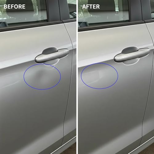 Image of Paintless Dent Removal Kit, 1 x T-bar Puller & 4 x Puller Lines & 2 x Stainless Steel Grooves, Professional PDR Tool Set for Car Dent Repair on Doors, Hoods & Body Panels