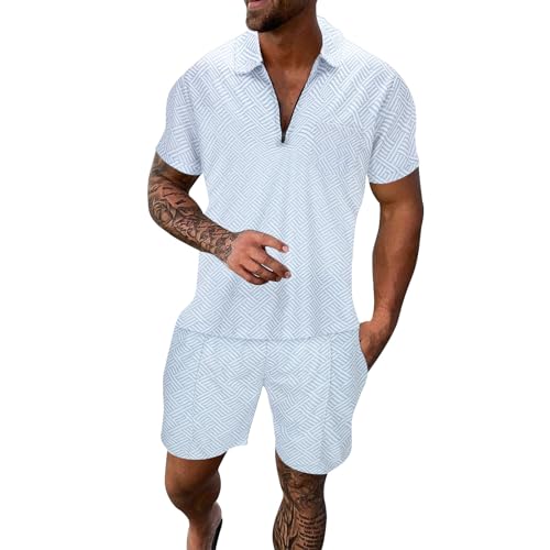 Générique Ensemble ete Homme,Polo SurvêTement Homme Polo Shirt Survet Foot Tenue De Sport à Manches Courtes Ensembles de Sportswear Casual Respirant et...